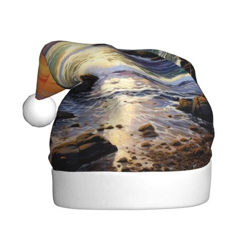Irland Sonnenuntergang Meereslandschaft Weihnachtsmannmütze Weihnachtsmütze Weihnachtsmütze Weihnachtsmütze Strickmütze Kappe für Erwachsene Damen und Herren von HFDERW