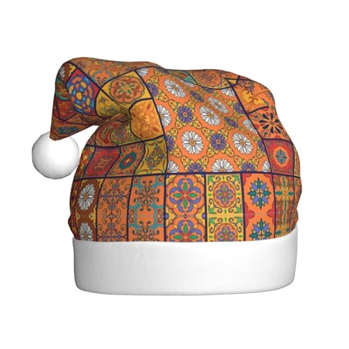 Marokkanische geometrische Weihnachtsmannmütze, Weihnachtsmannmütze, Weihnachtsmannmütze, Weihnachtsmütze, Strickmütze, Mütze für Erwachsene, Damen und Herren von HFDERW