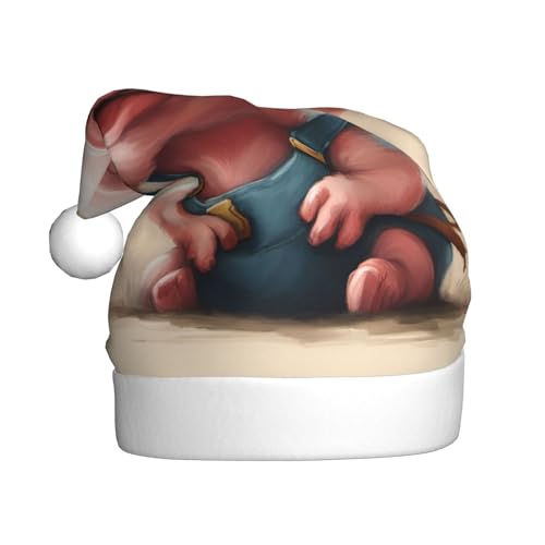 Naughty Pig Baby-Weihnachtsmannmütze, Weihnachtsmütze, Weihnachtsmütze, Strickmütze, Mütze für Erwachsene, Damen und Herren von HFDERW
