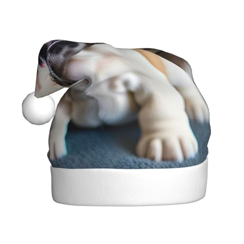 Niedliche Bulldogge Welpe 1 Weihnachtsmannmütze, Weihnachtsmütze, Weihnachtsmütze, Strickmütze, Mütze für Erwachsene Damen und Herren Niedliche Bulldogge Welpe 1 Weihnachtsmannmütze, Weihnachtsmütze, Weihnachtsmütze, Strickmütze, Mütze für Erwachsene Damen und Herren von HFDERW