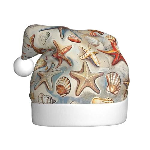 Nikolausmütze mit Seestern- und Muschelmuster, Weihnachtsmütze, Weihnachtsmütze, Strickmütze, Mütze für Erwachsene, Damen und Herren Nikolausmütze mit Seestern- und Muschelmuster, Weihnachtsmütze, Weihnachtsmütze, Strickmütze, Mütze für Erwachsene, Damen und Herren von HFDERW