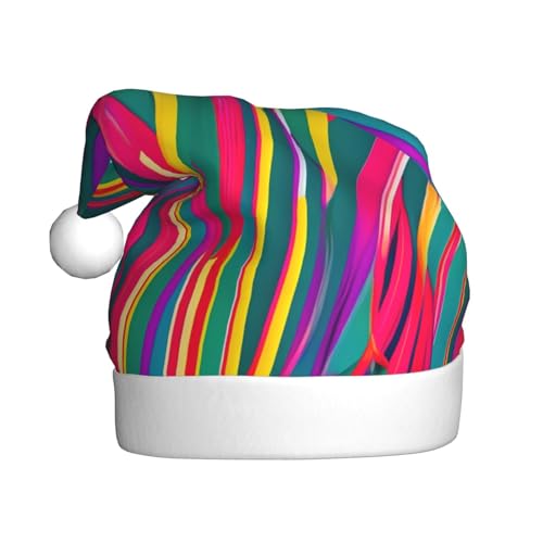 Rainbow Lines Weihnachtsmannmütze, Weihnachtsmütze, Weihnachtsmütze, Strickmütze, Mütze für Erwachsene, Damen und Herren von HFDERW