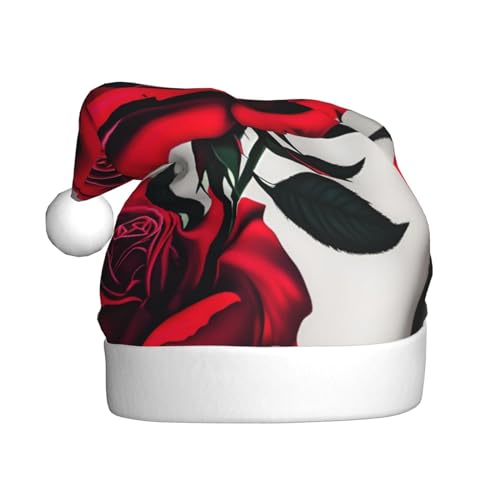 Rote Rose Weihnachtsmannmütze, Weihnachtsmütze, Weihnachtsmütze, Strickmütze, Mütze für Erwachsene, Damen und Herren von HFDERW