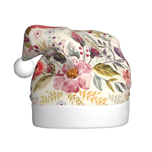 Rustikale Rosen-Blumen-Weihnachtsmann-Mütze, Weihnachtsmütze, Weihnachtsmütze, Strickmütze, Mütze für Erwachsene, Damen und Herren von HFDERW