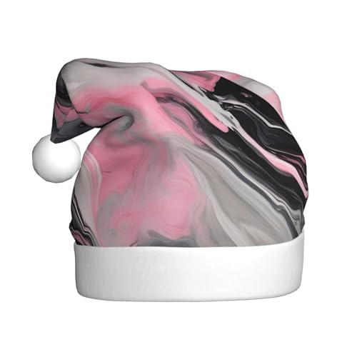 Weihnachtsmütze, rosa abstrakte Tinte, Marmor, Grau, künstlerische Weihnachtsmütze, Weihnachtsmütze, Strickmütze, Kappe für Erwachsene Damen und Herren von HFDERW