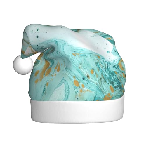 Weihnachtsmütze, türkis, goldfarben, Marmor, Weihnachtsmütze, Weihnachtsmütze, Strickmütze, Mütze für Erwachsene, Damen und Herren von HFDERW