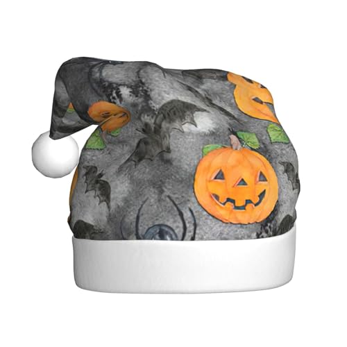 Weihnachtsmütze für Halloween, Fledermaus, Spinne, Kürbis, Weihnachtsmannmütze, Weihnachtsmütze, Strickmütze, Mütze für Erwachsene, Damen und Herren, Grau von HFDERW