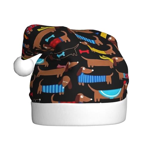 Weihnachtsmütze mit Aufschrift "I Love My Dog", Dackel, Weihnachtsmannmütze, Weihnachtsmütze, Strickmütze, Mütze für Erwachsene, Damen und Herren von HFDERW
