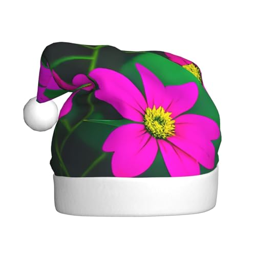 Weihnachtsmütze mit Blumenblättern, lila, rote Blume, 1 Weihnachtsmannmütze, Weihnachtsmütze, Strickmütze, Mütze für Erwachsene, Damen und Herren von HFDERW
