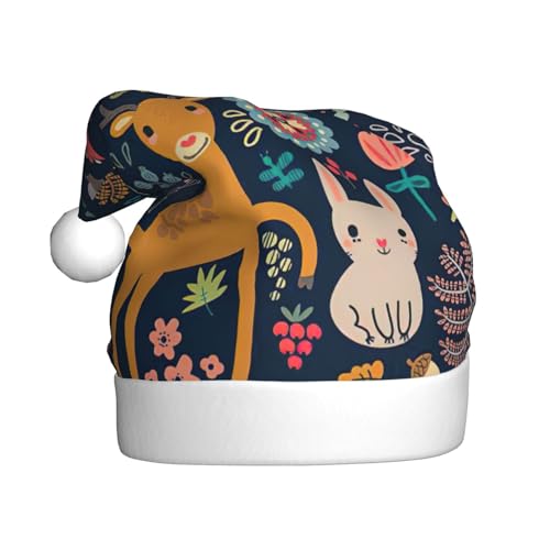 Weihnachtsmütze mit Eule, Kaninchen, Vogel, Fuchs, Weihnachtsmannmütze, Weihnachtsmütze, Strickmütze, Mütze für Erwachsene, Damen und Herren von HFDERW
