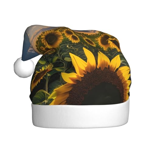 Weihnachtsmütze mit Sonnenblumen, Sonnenlicht, Weihnachtsmannmütze, Weihnachtsmütze, Strickmütze, Mütze für Erwachsene, Damen und Herren von HFDERW