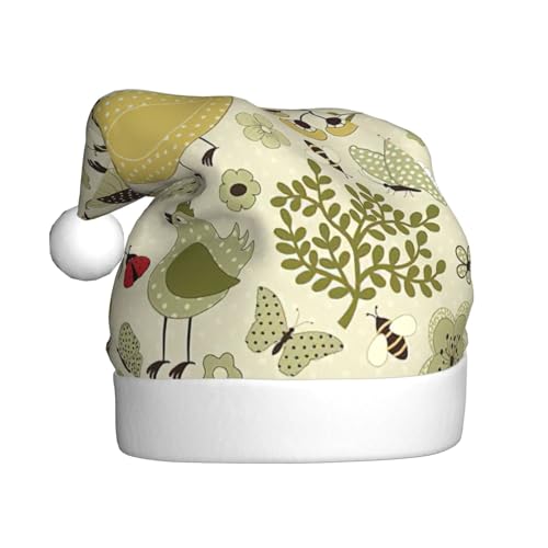 Weihnachtsmütze mit gelben Blättern, Huhn, Weihnachtsmannmütze, Weihnachtsmütze, Strickmütze, Mütze für Erwachsene, Damen und Herren von HFDERW