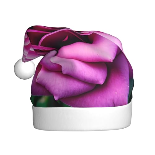 Weihnachtsmütze mit lila Rose, Weihnachtsmannmütze, Weihnachtsmütze, Strickmütze, Mütze für Erwachsene, Damen und Herren von HFDERW