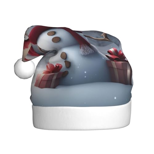 Weihnachtsmütze mit niedlichem Schneemann, Weihnachtsmütze, Weihnachtsmütze, Strickmütze, Mütze für Erwachsene, Damen und Herren von HFDERW