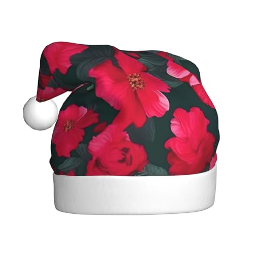Weihnachtsmütze mit rot-rosa Blume, Weihnachtsmütze, Weihnachtsmütze, Strickmütze, Mütze für Erwachsene, Damen und Herren Weihnachtsmütze mit rot-rosa Blume, Weihnachtsmütze, Weihnachtsmütze, Strickmütze, Mütze für Erwachsene, Damen und Herren von HFDERW