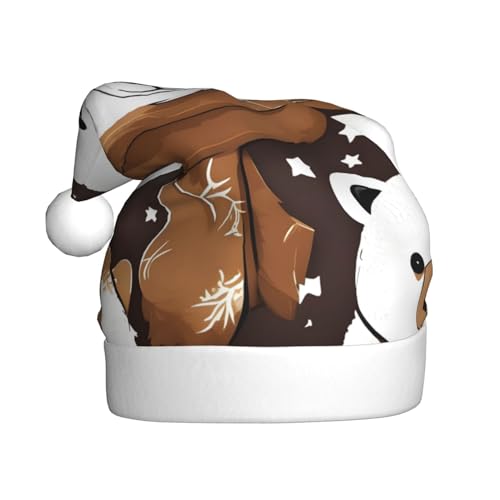 Weihnachtsmütze mit weißem Bär, brauner Bär, Weihnachtsmannmütze, Weihnachtsmütze, Strickmütze, Mütze für Erwachsene, Damen und Herren von HFDERW