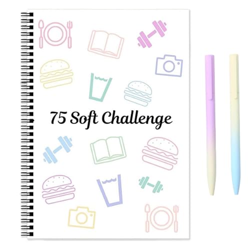 A4 Soft Challenge Planner Notizbuch, 75 Soft Challenge Tracker, Wochen- und Monatskalender, Arbeitsplaner, Spiralnotizbuch, Organizer, Notizblock (1PCS) von HFDHD