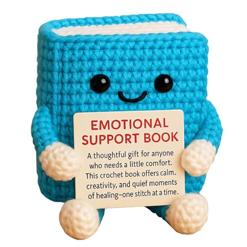 HFDHD Gehäkeltes Buch zur emotionalen Unterstützung, Handgestrickte Buchpuppe als Ermutigungsgeschenk, Inspirierende, emotionale und Positive Unterstützung, Häkelbücher (C) von HFDHD