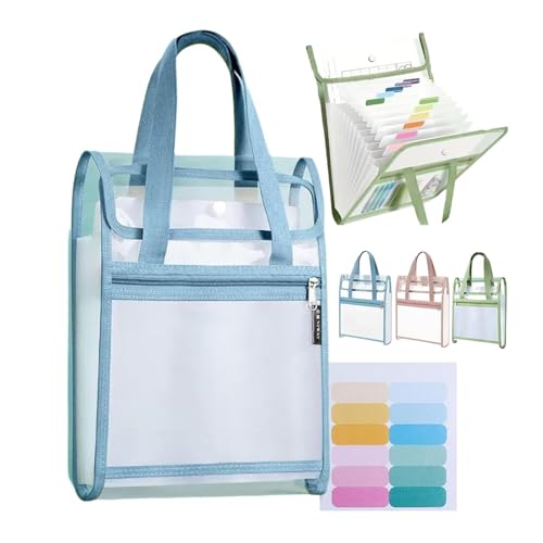 Organiseur de dossiers vertical, chemise étanche extensible, organiseur de dossiers vertical avec poignée, pochettes transparentes en plastique (Blue) von HFDHD