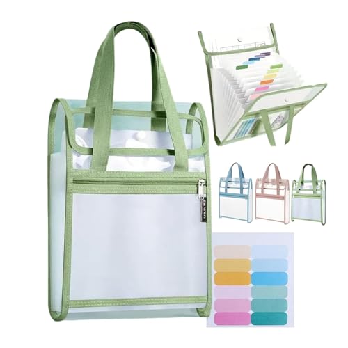 Organiseur de dossiers vertical, chemise étanche extensible, organiseur de dossiers vertical avec poignée, pochettes transparentes en plastique (Green) von HFDHD