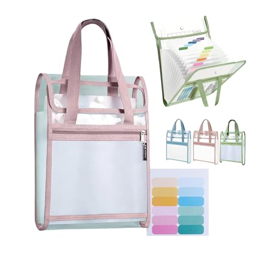 Organiseur de dossiers vertical, chemise étanche extensible, organiseur de dossiers vertical avec poignée, pochettes transparentes en plastique (Pink) von HFDHD