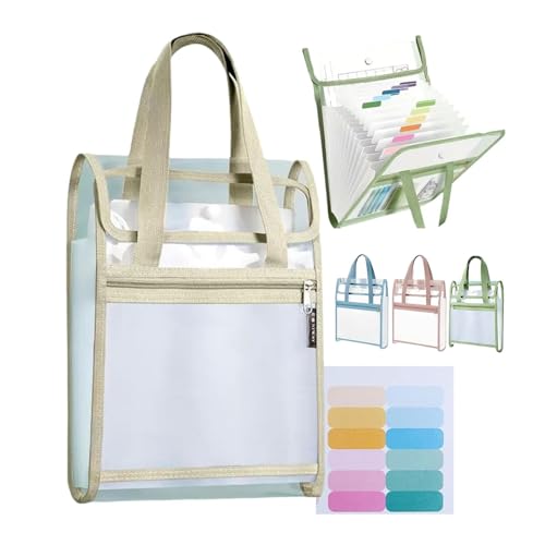 Organiseur de dossiers vertical, chemise étanche extensible, organiseur de dossiers vertical avec poignée, pochettes transparentes en plastique (Yellow) von HFDHD
