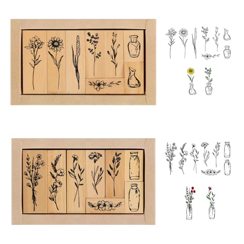 16 Stück Holzstempel Stempelset Stempel Blumen Stempel Holz mit Naturpflanzen Mustern Vintage Motivstempel für Scrapbooks Journals Tagebücher Crafts DIY Karten 16 Stück Holzstempel Stempelset Stempel Blumen Stempel Holz mit Naturpflanzen Mustern Vintage Motivstempel für Scrapbooks Journals Tagebücher Crafts DIY Karten von HFDONGL