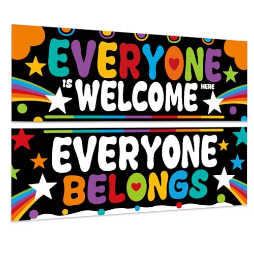 HFHungkeong Klassenzimmer Banner Poster, 2 PCS pädagogische, motivierende und inspirierende Klassenzimmer Banner und Poster für die Schule Wandaufkleber zurück zu Schule Saison Dekoration (EVERYONE) von HFHungkeong