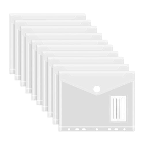 10 Stück Dokumententasche A5, Dokumentenmappe, Klarsichthüllen A5, Umschlagmappen zum Abheften Dokumentenmappe Sichttaschen, Sammelmappen Wasserdicht für Dokument Organisieren (Transparent) von HFMYGS