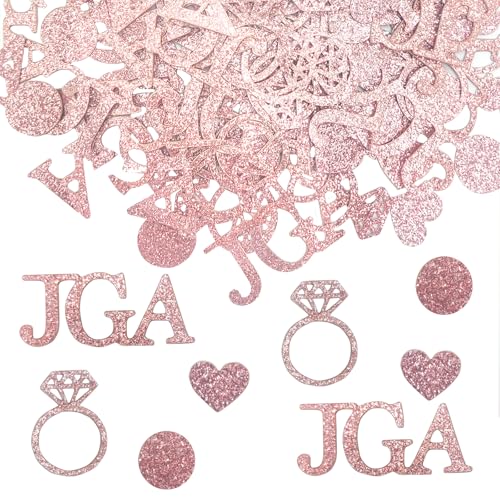 100 Stück Rotgold Hochzeit Tischkonfetti, Hochzeitsfeier Dekor Werfen, Rose Gold Junggesellinnenabschied Glitzer Konfetti Diamant Ring Diamant Herz Kreis IDO Englisches Element Hochzeit von HFMYGS