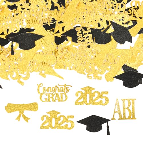 100 Stück abi 2025 Graduation Deko, Abschluss Deko, Graduation Bachelor Konfetti, Ausbildung Prüfung Bestanden, Glitzer Abschluss Tischdeko, Gold Zubehör für Die Abschlussfeier von HFMYGS