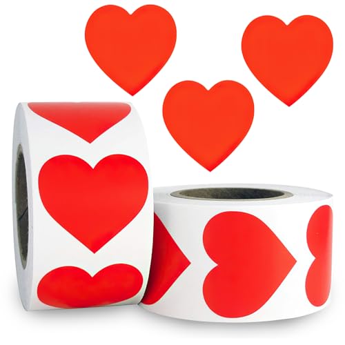 2 Stück Herz Aufkleber, Selbstklebende Herzform Etiketten Liebesaufkleber, Herz-Sammelalbum-Sticker, Für Valentinstag, Jubiläum, Hochzeit, Geburtstag, Geschenkbeutel, Diy-Verschönerung (Rot) von HFMYGS