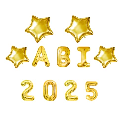 11 Stück Abitur 2025 Deko, ABI 2025 Folienballons,Abschluss Deko, ABI Luftballon Set, Prüfung Bestanden, Luftballon für Abschluss Abschlussfeier Schulabschluss Dekoration（Gold） von HFMYGS