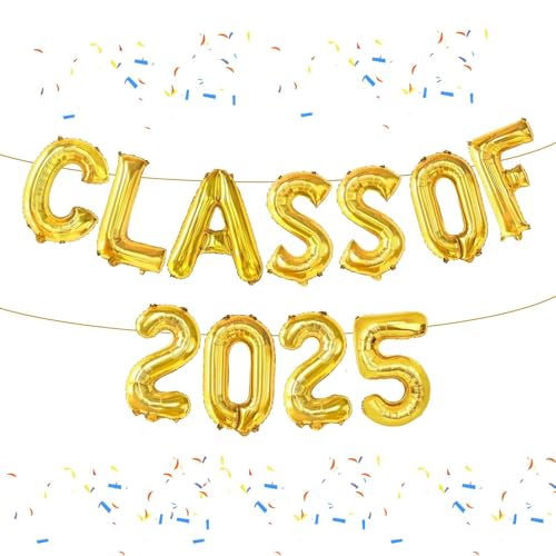 11 Stück Abschlussdekorationen, Luftballons, Klasse 2025, Goldbuchstaben und Sterne, Ballon-Set, Goldklasse 2025, Folienballon-Banner, Glückwünsche, Abschlussdekorationen mit hängendem Folienballon 11 Stück Abschlussdekorationen, Luftballons, Klasse 2025, Goldbuchstaben und Sterne, Ballon-Set, Goldklasse 2025, Folienballon-Banner, Glückwünsche, Abschlussdekorationen mit hängendem Folienballon von HFMYGS