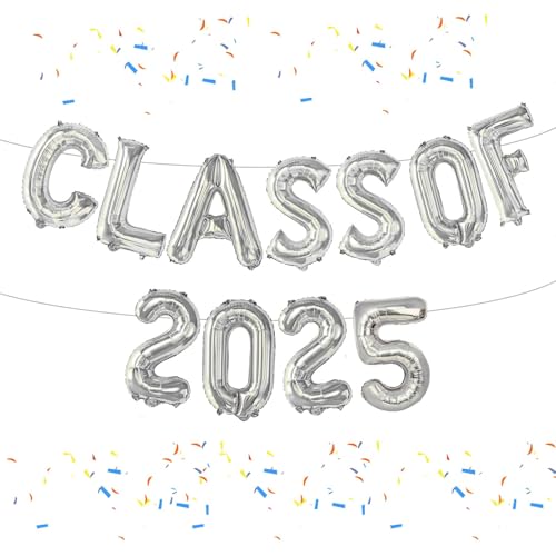 11 Stück Congrats Grad Luftballons, Klasse 2025 Silber Buchstaben und Sterne Luftballons Set, Silber Klasse 2024 Folienballon Banner Congrats, Graduation Dekorationen mit hängendem Folienballon 11 Stück Congrats Grad Luftballons, Klasse 2025 Silber Buchstaben und Sterne Luftballons Set, Silber Klasse 2024 Folienballon Banner Congrats, Graduation Dekorationen mit hängendem Folienballon von HFMYGS