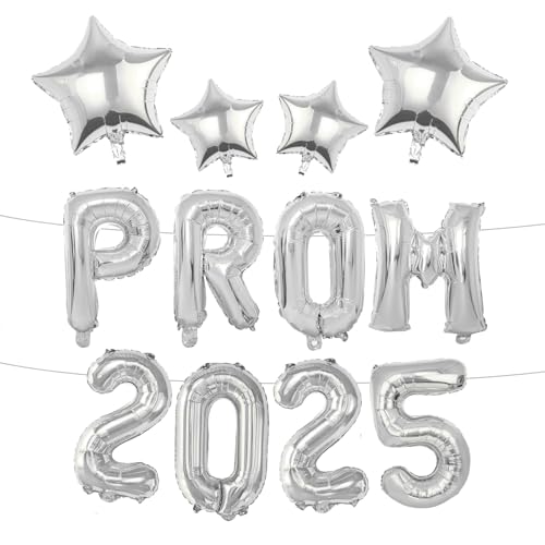 12 Stück Abschlussdekorationen, Congrats Luftballons Banner, Silberbuchstaben und Stern-Folienballon für Doktoratenabschluss, Dekoration, Feierklasse 2025 Congrats Grade Partyzubehör von HFMYGS
