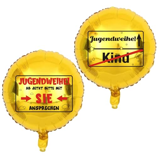 2 Stück Jugendweihe Luftballons, Jugendweihe Deko, Alles Gute zur Jugendweihe Folienballon, Jugendweihe Geschenke MäDchen, Jugendliche Geburtstag Deko Goldene Luftballons Party Deko Set von HFMYGS