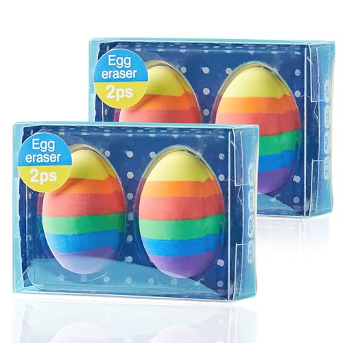 4 Stück Ostern Geschenke Kinder, Ostereier Radiergummis, Ostergeschenke Teenager, Oster Geschenke, kleine Ostergeschenke für Kinder, Radiergummi Deko Bunt für Ostern Kinder, Mitgebselradiergummi von HFMYGS