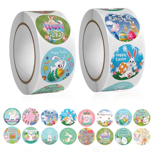 2 Stück Osteraufkleber, Aufkleber Ostern, Sticker Ostern, Ostersticker, Ostereier Sticker, Stereierfarbe, Kinder Ostern Geschenk, Dekoration Aufkleber für Umschlag Tasche von HFMYGS