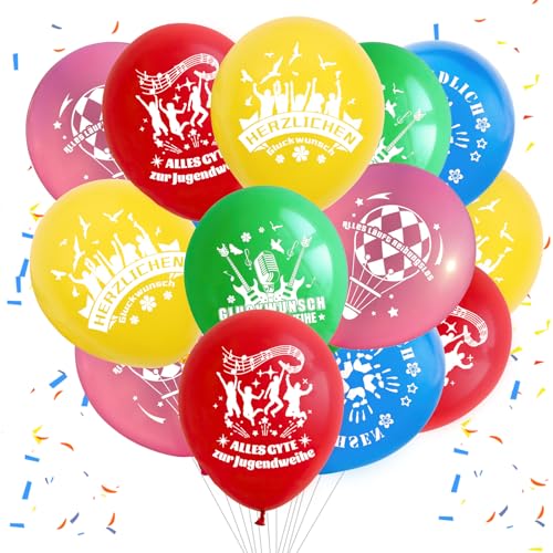 25 Stück Jugendweihe Ballons Set, Deko Jugendweihe Junge, Jugendweihe Deko, Bunt Latexballons mit Schleife, Endlich Erwachsen Dekorationen für Teenager, Unisex-Jugendliche von HFMYGS