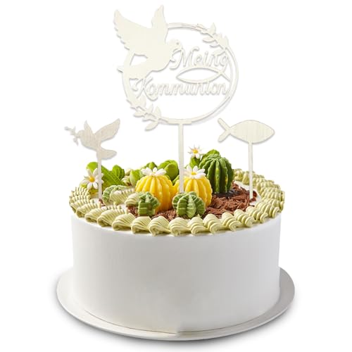 3 Stück Tortendeko Konfirmation, Konfirmation Deko, Kommunion Deko, Cake Topper Kommunion, Cake Topper Meine Konfirmation Holz Holz Fische Tischdeko von HFMYGS