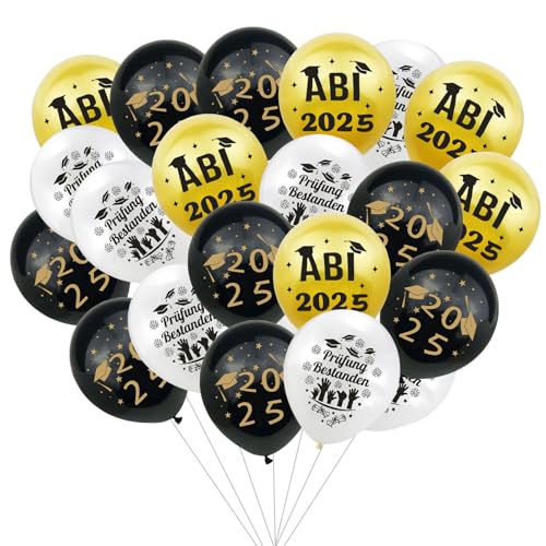 30 Stück Abi 2025 Ballons Deko, Abschluss Deko, Bestandene Prüfung Luftballons deko Set, Helium Ballons Dekoration Geschenk, Schulabschluss Abi Abitur Studium Graduierung Party Abschlussfeier von HFMYGS