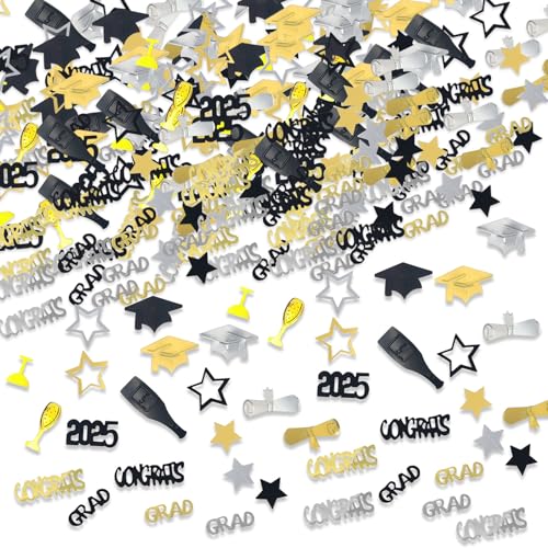 30 g Abschlusskonfetti, 2025 Abschlussdekorationen, Congrats Konfetti, Schwarzgold, Silber, Tischdekoration, Gastgeschenke, Abschlussfeier, Party-Dekoration für Abschlussball, Party, Zubehör, Zuhause 30 g Abschlusskonfetti, 2025 Abschlussdekorationen, Congrats Konfetti, Schwarzgold, Silber, Tischdekoration, Gastgeschenke, Abschlussfeier, Party-Dekoration für Abschlussball, Party, Zubehör, Zuhause von HFMYGS