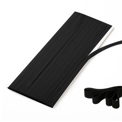 4 Stück Gummiband Schwarz, Gummibänder zum Nähen, Schwarz Elastisches Band, Starke Flaches Gummilitze, Gummikordel Elastische Band, für Haushalt DIY Handwerk Stoffe zum Nahen von HFMYGS
