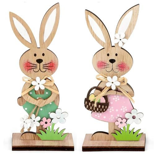 HFMYGS 2 Stück Osterdeko Holz Hase, Osterhase Deko aus Holz zum Hinstellen, Deko Aufsteller für Ostern, Osterdekoration Garten Osterhasen, Oster Tischdeko, Ostern Hase Aufsteller HFMYGS 2 Stück Osterdeko Holz Hase, Osterhase Deko aus Holz zum Hinstellen, Deko Aufsteller für Ostern, Osterdekoration Garten Osterhasen, Oster Tischdeko, Ostern Hase Aufsteller von HFMYGS