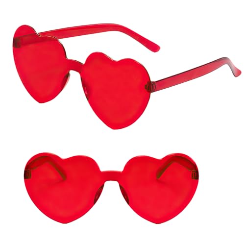 HFMYGS 2 Stück Randlose Herz Brille, Amor KostüM Damen, Valentinstag Herz Sonnenbrille Rot, Damen Love Shaped Sunglasses, Love Brille Retro Partybrille für Valentines Party, Faschingsparty HFMYGS 2 Stück Randlose Herz Brille, Amor KostüM Damen, Valentinstag Herz Sonnenbrille Rot, Damen Love Shaped Sunglasses, Love Brille Retro Partybrille für Valentines Party, Faschingsparty von HFMYGS