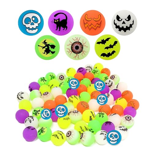 HFMYGS 24 Stück Halloween Flummi, Flummi im Dunkeln Leuchtend Gummiball Hüpfball Springball, Luminous Bouncy für Kinder, Geschenktüten Füllstoffe Party von HFMYGS