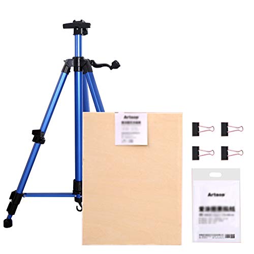 Staffelei, Ständer, handgekröpft, Teleskop, zusammenklappbar, Metall, Staffelei für Poster, Display, tragbare Künstler, Bastelbox, HUYP (Farbe: Rot, Größe: Staffelei + 4K-Zeichenbrett) (blaue von HFRUUWSEHJJKK