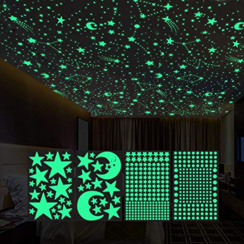 Leuchtsticker Wandtattoo,450 Stück Sternenhimmel Leuchtsterne selbstklebend,Wanddeko Aufkleber für Kinderzimmer und Schlafzimmer Leuchtsticker Wandtattoo,450 Stück Sternenhimmel Leuchtsterne selbstklebend,Wanddeko Aufkleber für Kinderzimmer und Schlafzimmer von HFTJ