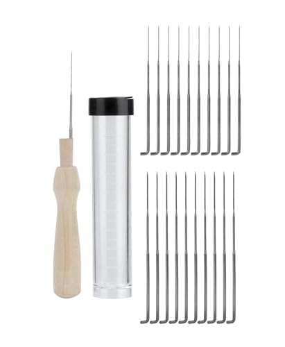 30 Pcs 3 Größen Filzen Nadeln mit Filz Holzgriff Werkzeug，Filznadeln Set, Nadelflasche für Anfänger oder Spezialisten Wollfilz-Nadelwerkzeuge von HFYMXNB